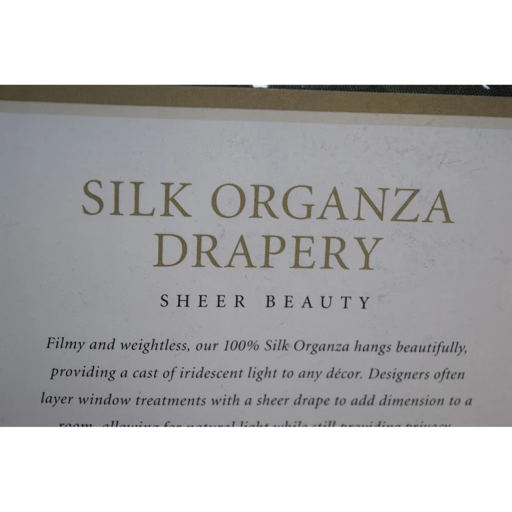 NEW Restoration Hardware Sheer Silk Organza Drape Olive Sage 50x84 Curtain Green
